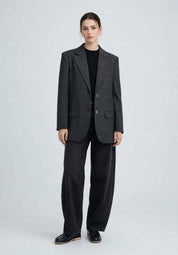Blazer Gris Anthracite à Fentes Latérales