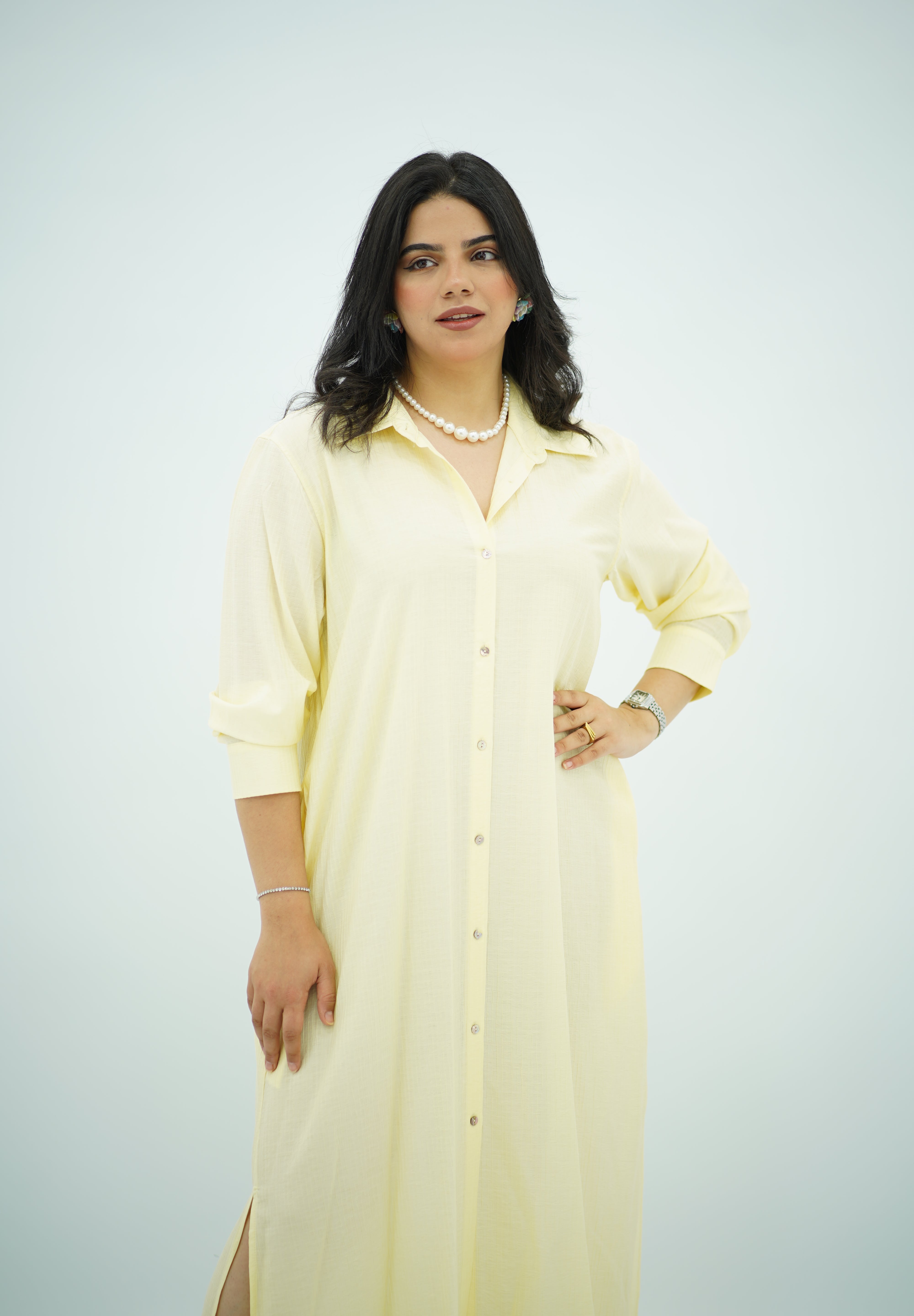 Robe fluide jaune pastel