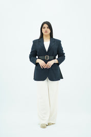Veste Bleu Marine rayé Ceinturée