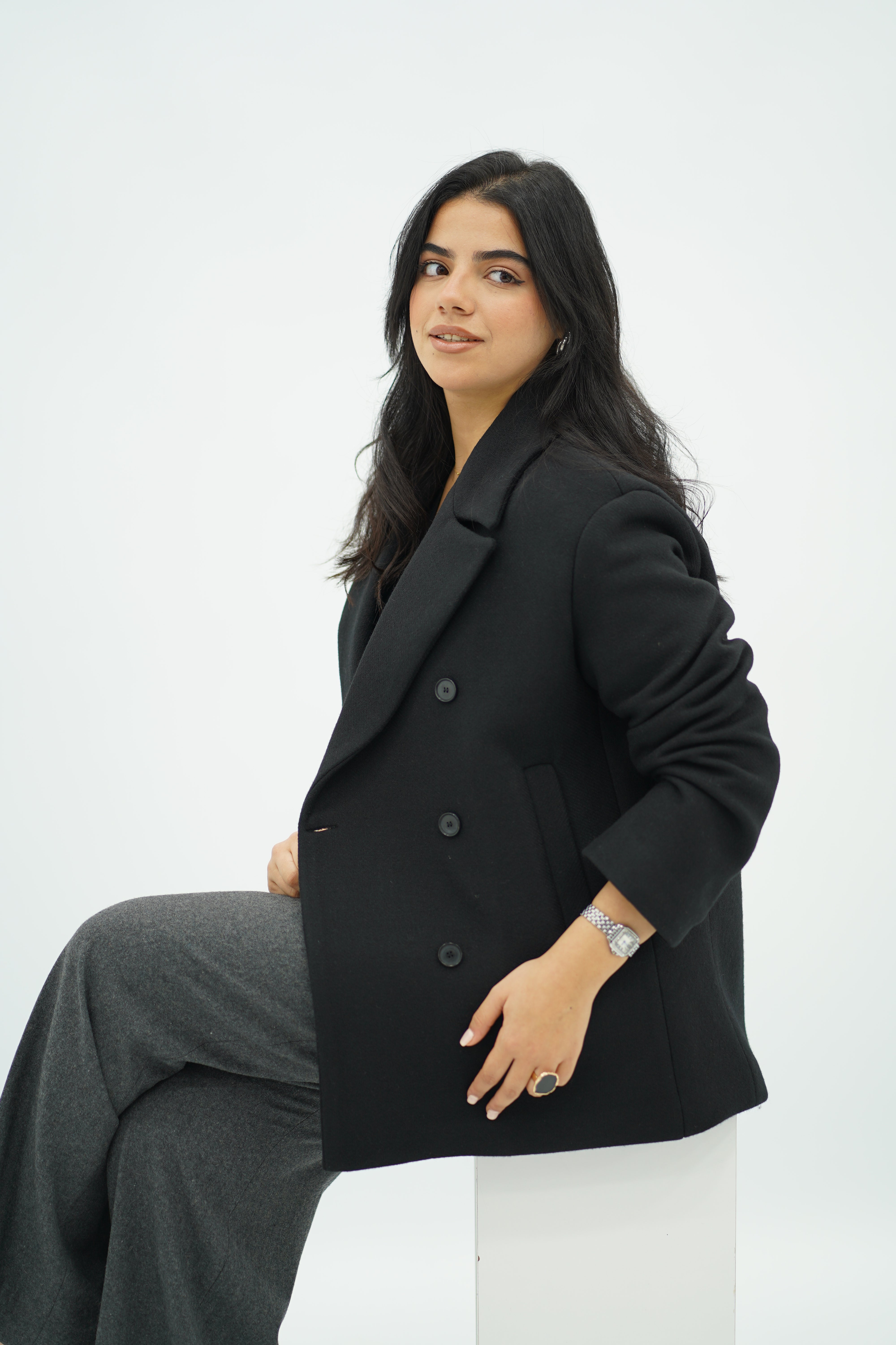 Manteau court à double boutonnage 🖤