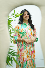 Robe longue à imprimé ethnique multicolore