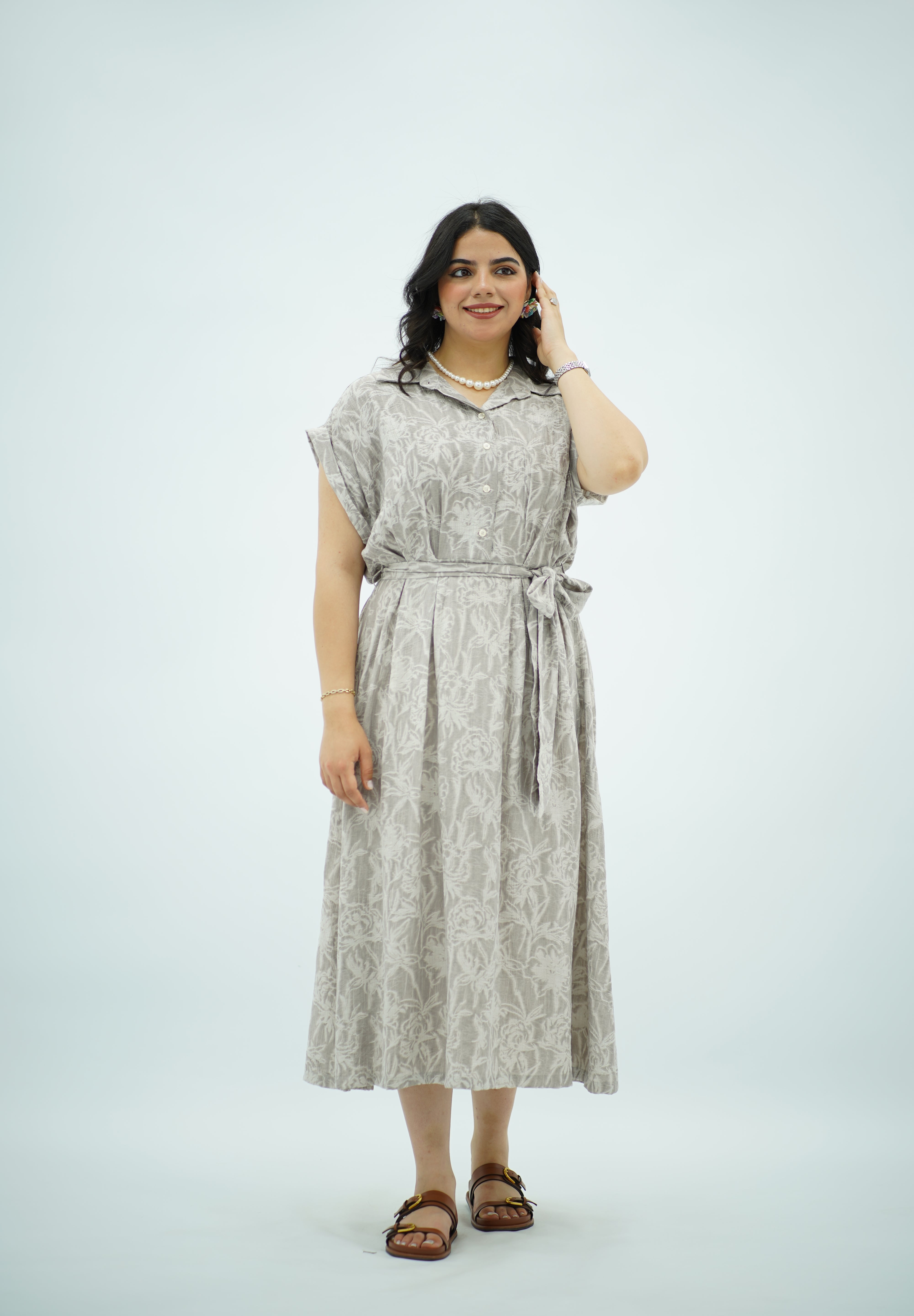 Robe Longue à Imprimé Texturé