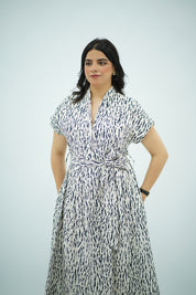 Robe midi imprimée avec ceinture