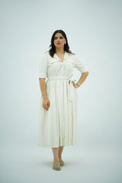 Robe Chemisier Fluide Rayée Ceinturée