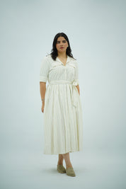 Robe Chemisier Fluide Rayée Ceinturée