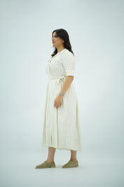 Robe Chemisier Fluide Rayée Ceinturée