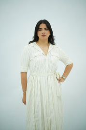 Robe Chemisier Fluide Rayée Ceinturée