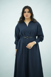 Robe En popeline ceinturé Bleu nuit