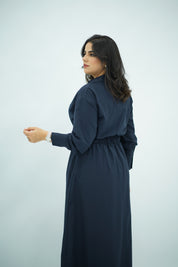 Robe En popeline ceinturé Bleu nuit