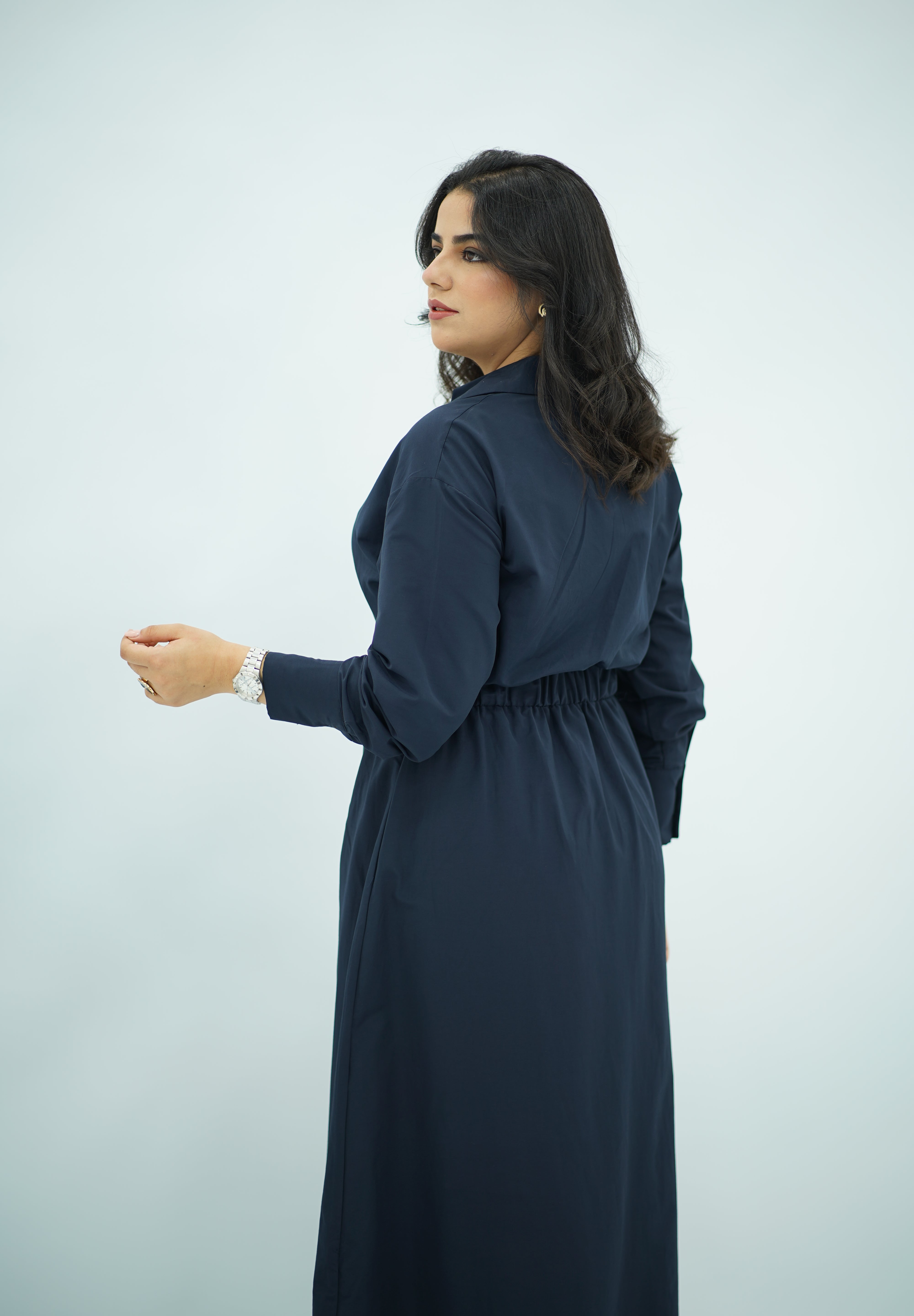 Robe En popeline ceinturé Bleu nuit