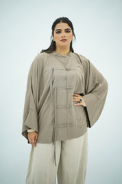 Chemise en Lin Taupe à Fermeture Nouée