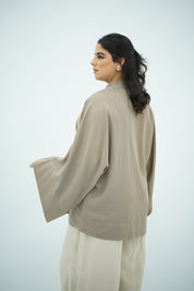 Chemise en Lin Taupe à Fermeture Nouée