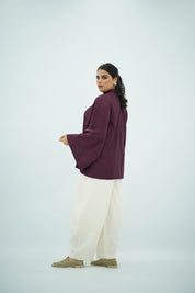 Chemise Fluide Bordeaux à Nœuds