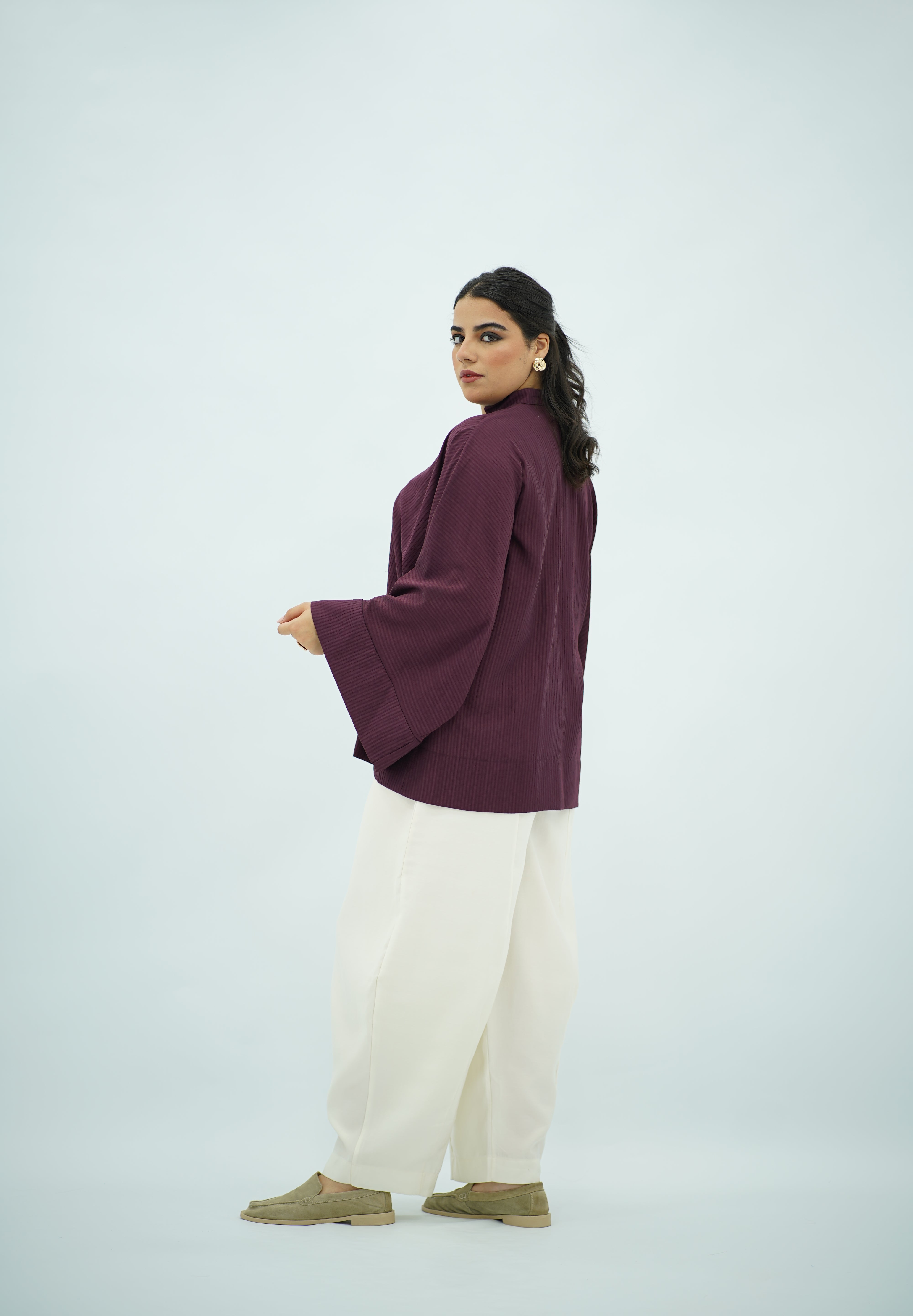 Chemise Fluide Bordeaux à Nœuds