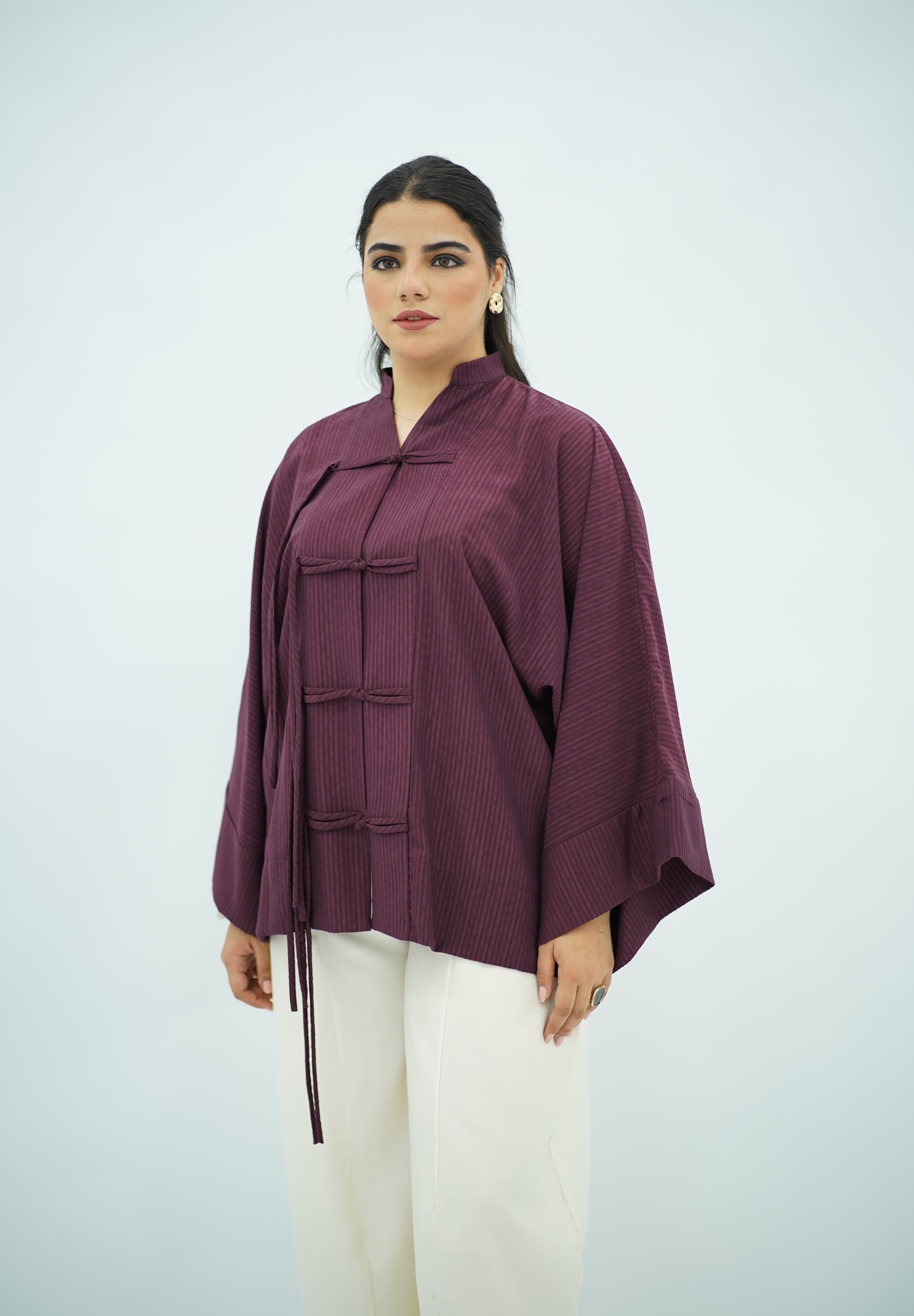 Chemise Fluide Bordeaux à Nœuds