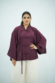 Chemise Fluide Bordeaux à Nœuds