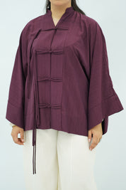 Chemise Fluide Bordeaux à Nœuds
