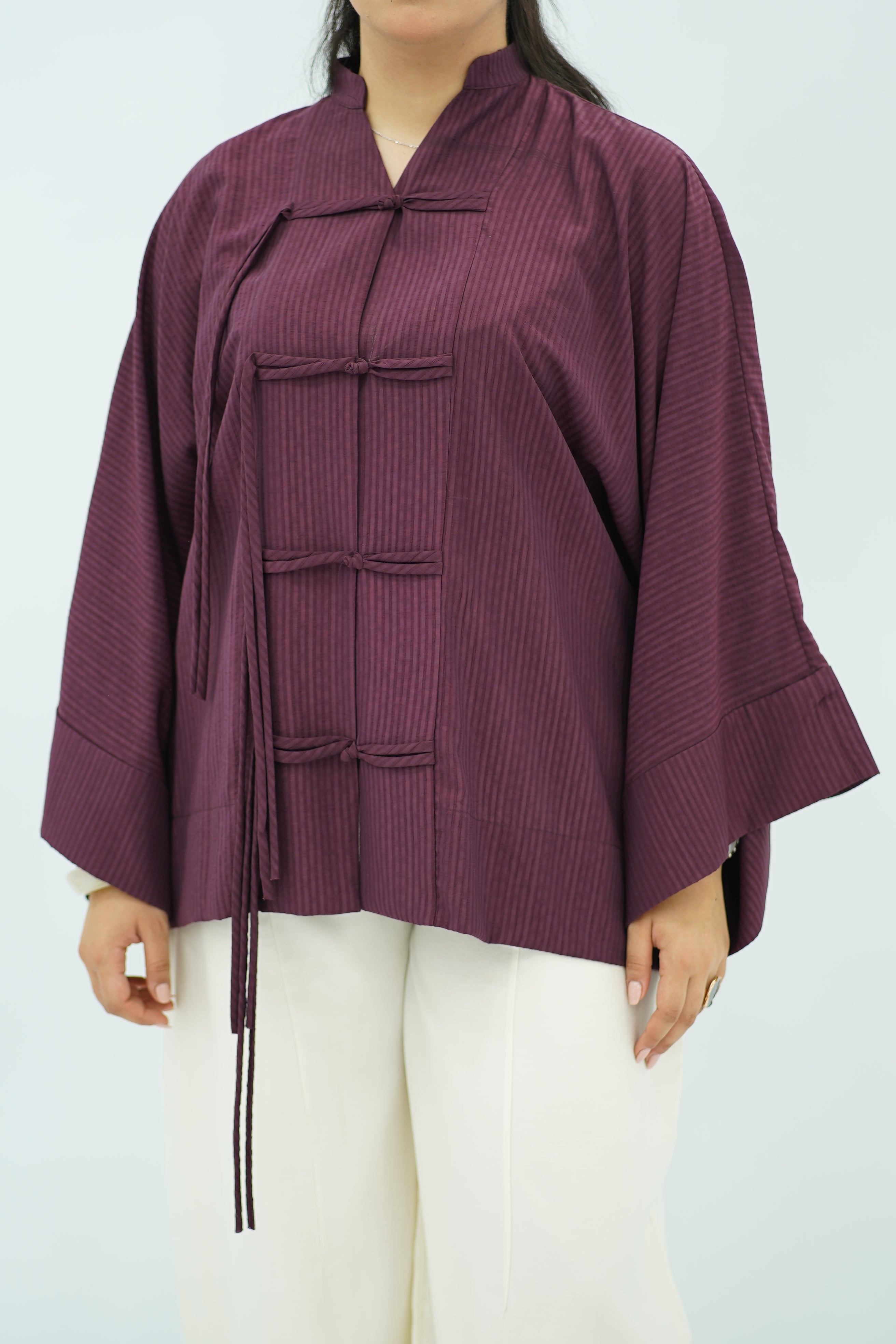 Chemise Fluide Bordeaux à Nœuds
