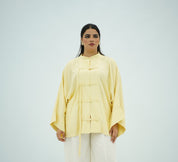 Chemise en Lin Élégante à Nœuds Chinois - Jaune