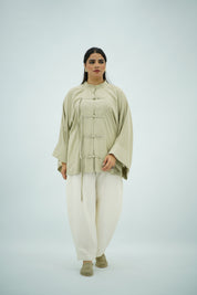 Chemise Lin Beige grège à Fermeture Nouée