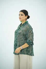 Chemise Fluide Imprimé Paisley Vert