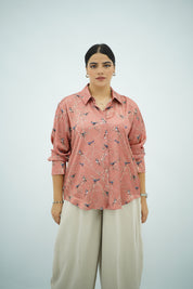 Chemise Fluide Imprimé Nature Rose Poudré