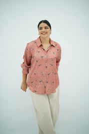 Chemise Fluide Imprimé Nature Rose Poudré