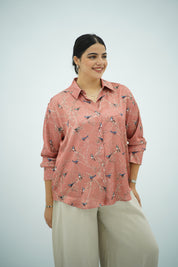 Chemise Fluide Imprimé Nature Rose Poudré