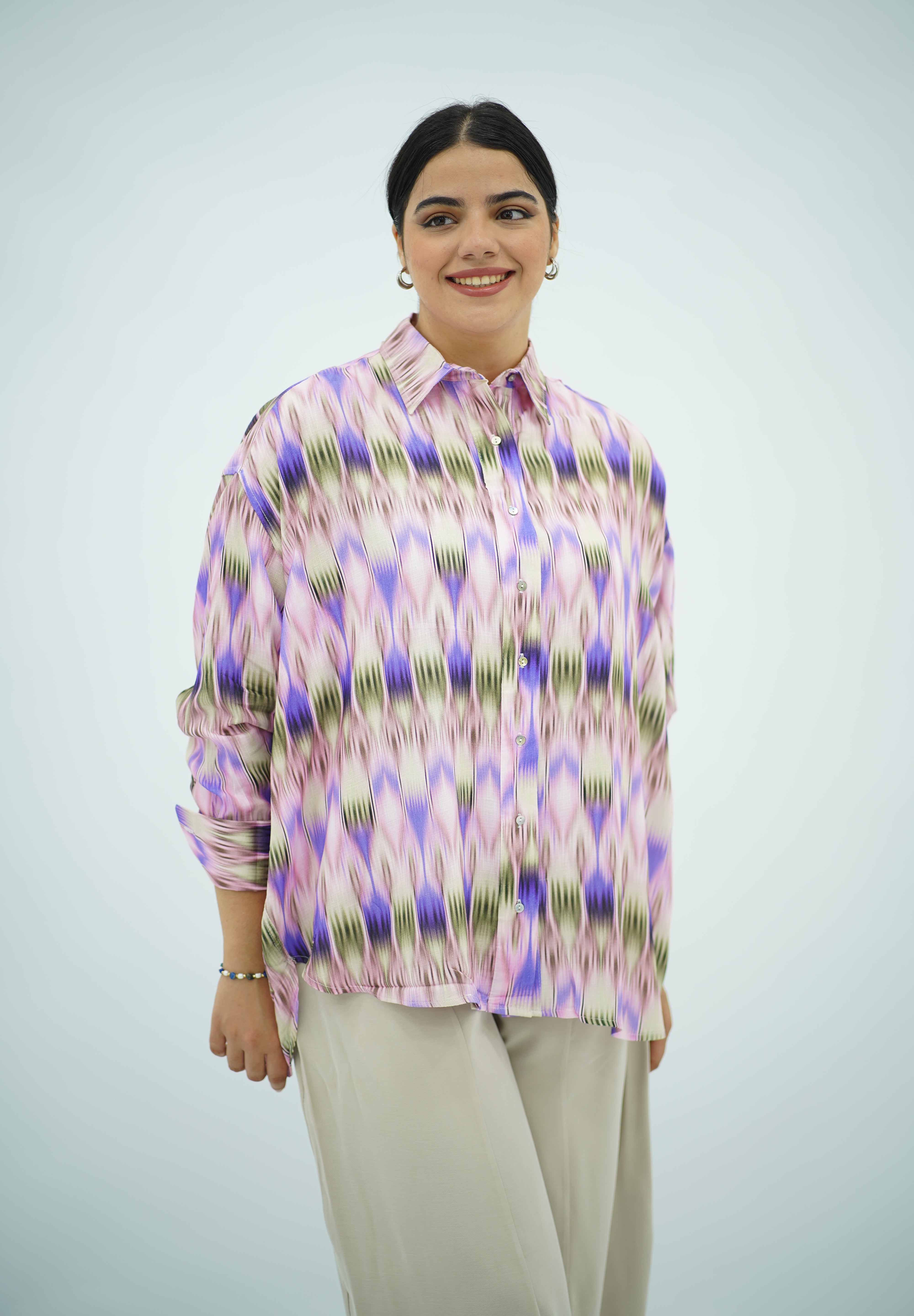 Chemise Fluide Imprimé Graphique Multicolore