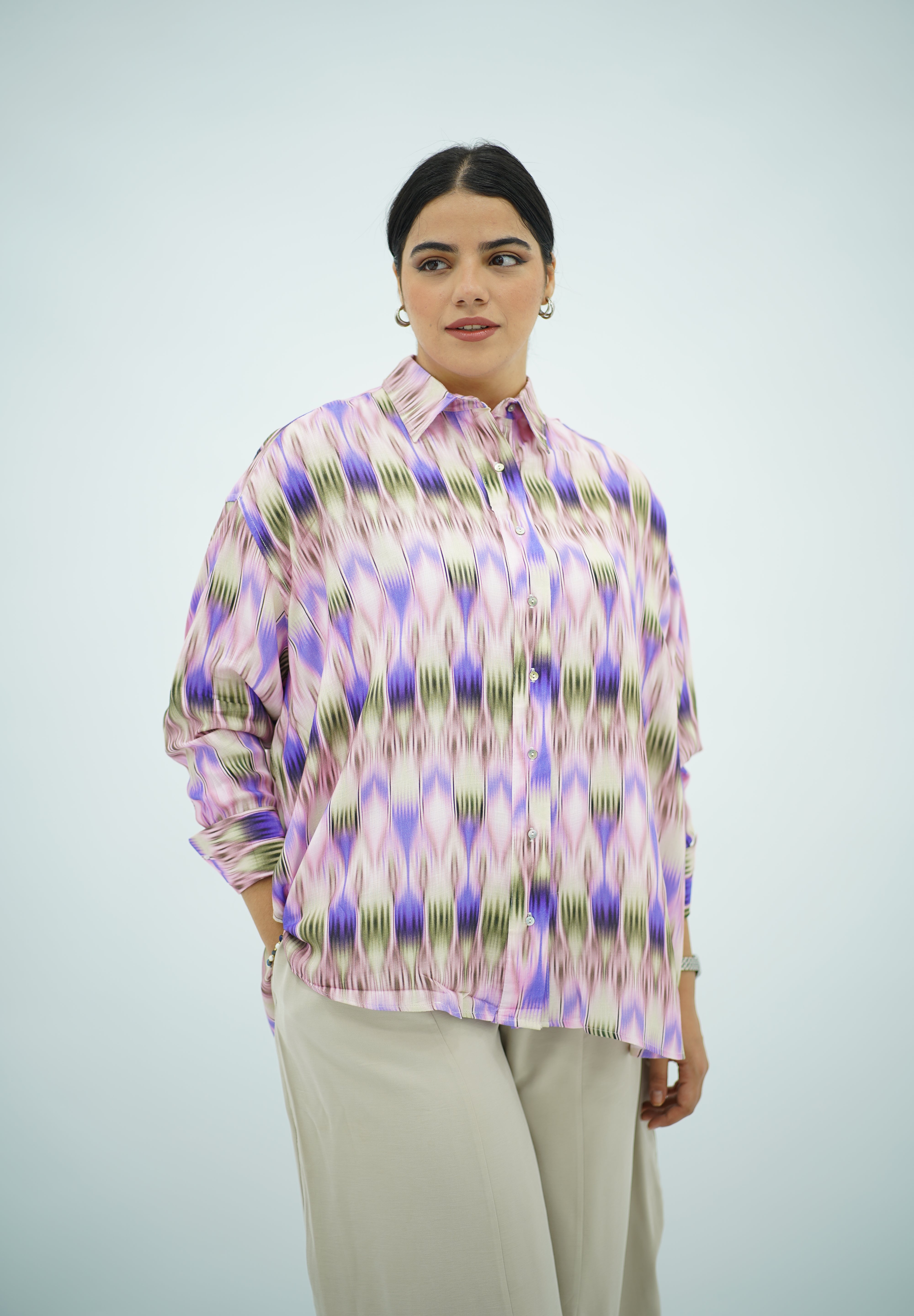Chemise Fluide Imprimé Graphique Multicolore