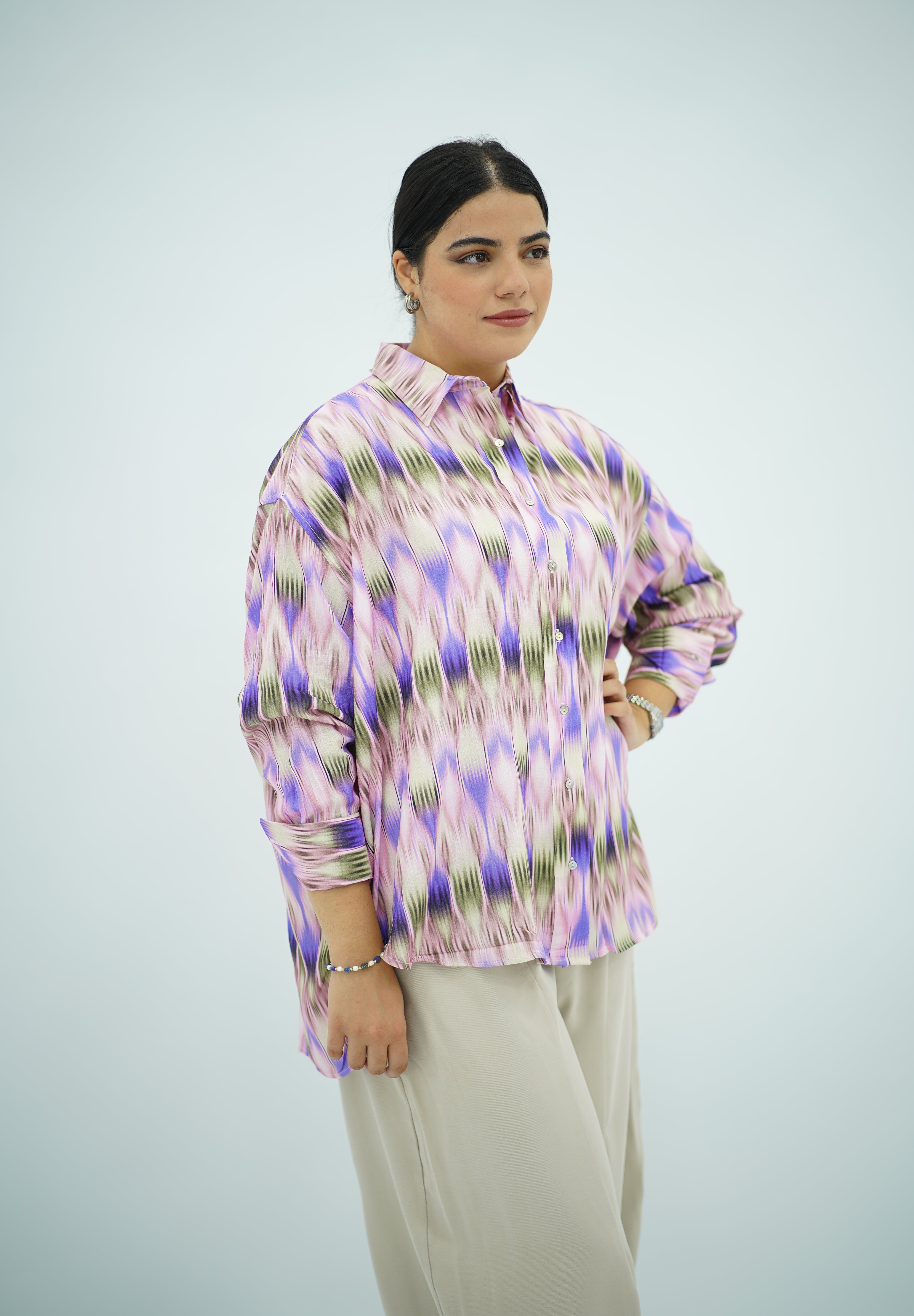 Chemise Fluide Imprimé Graphique Multicolore
