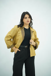 Veste Double Face Moutarde & Motifs Pied-de-Poule