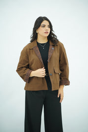 Jacket Double Face Marron & Motifs Carreaux
