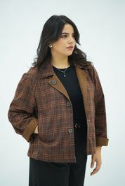 Jacket Double Face Marron & Motifs Carreaux