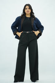 Veste Double Face Bleu Marine & Motifs Carreaux