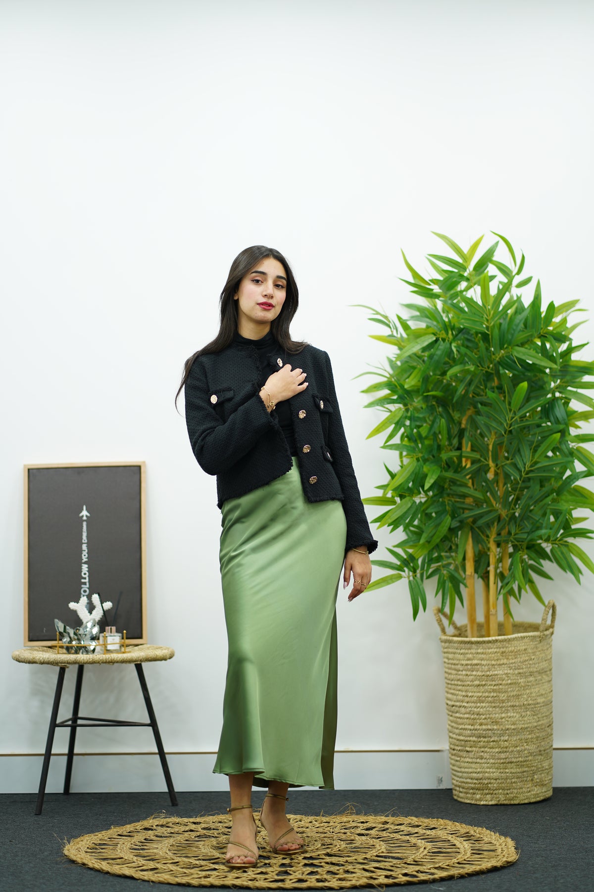 JUPE SATIN - KAKI