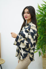 CHEMISE IMPRIMEE - NOIR ET BEIGE
