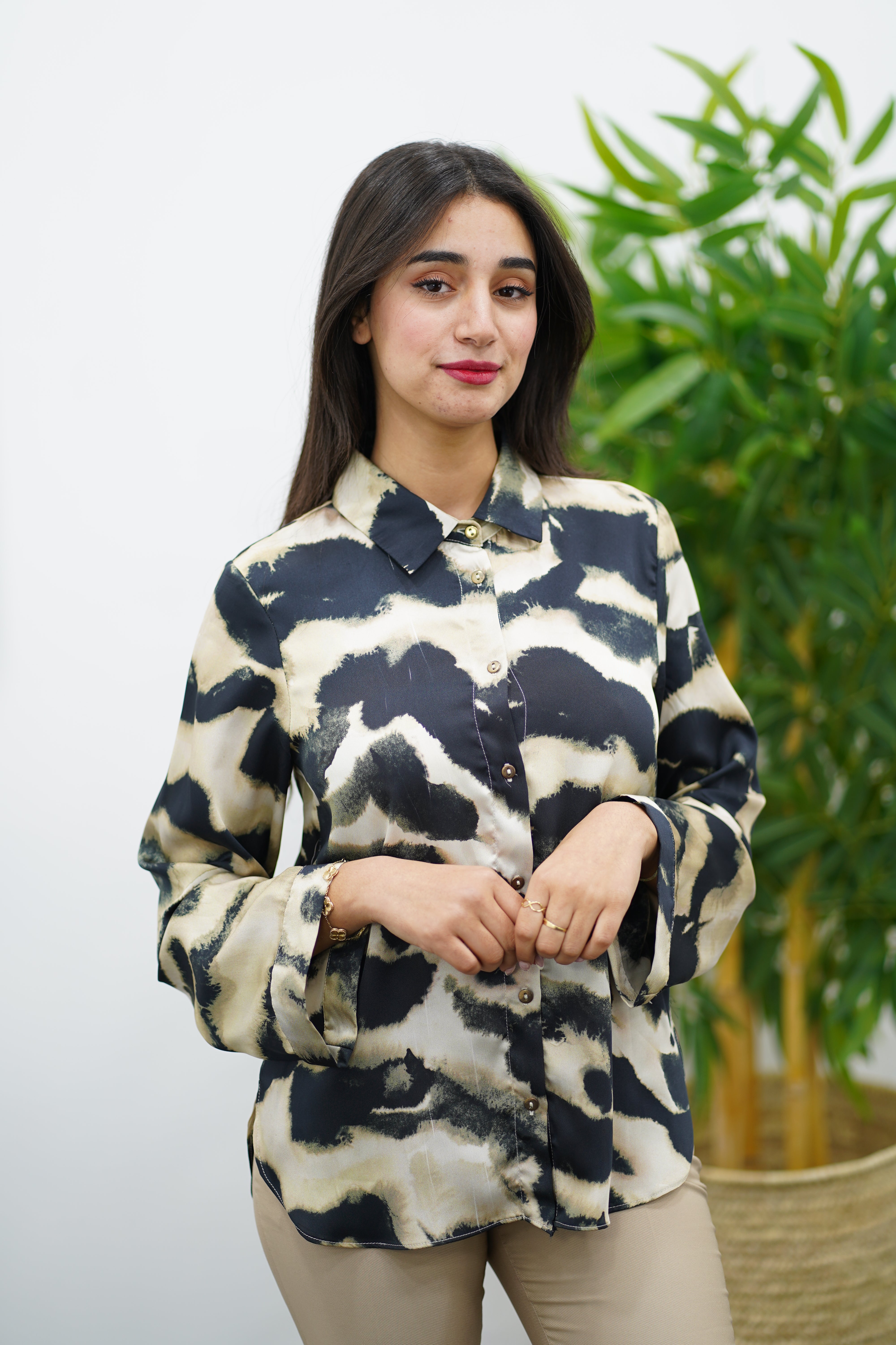 CHEMISE IMPRIMEE - NOIR ET BEIGE