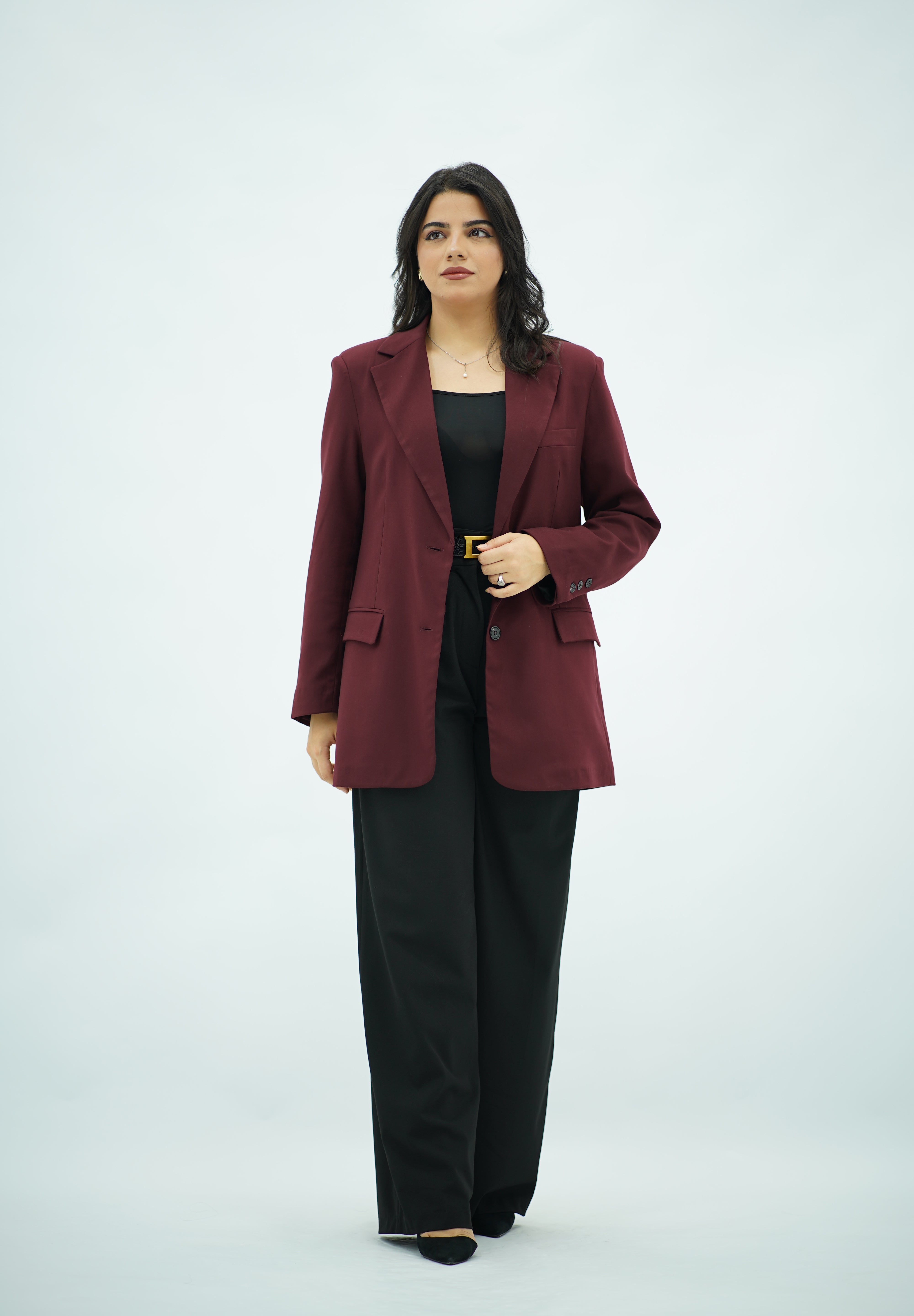 Veste Blazer Structurée Bordeaux