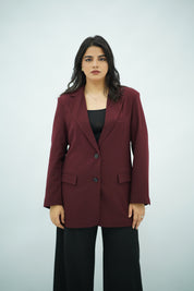 Veste Blazer Structurée Bordeaux
