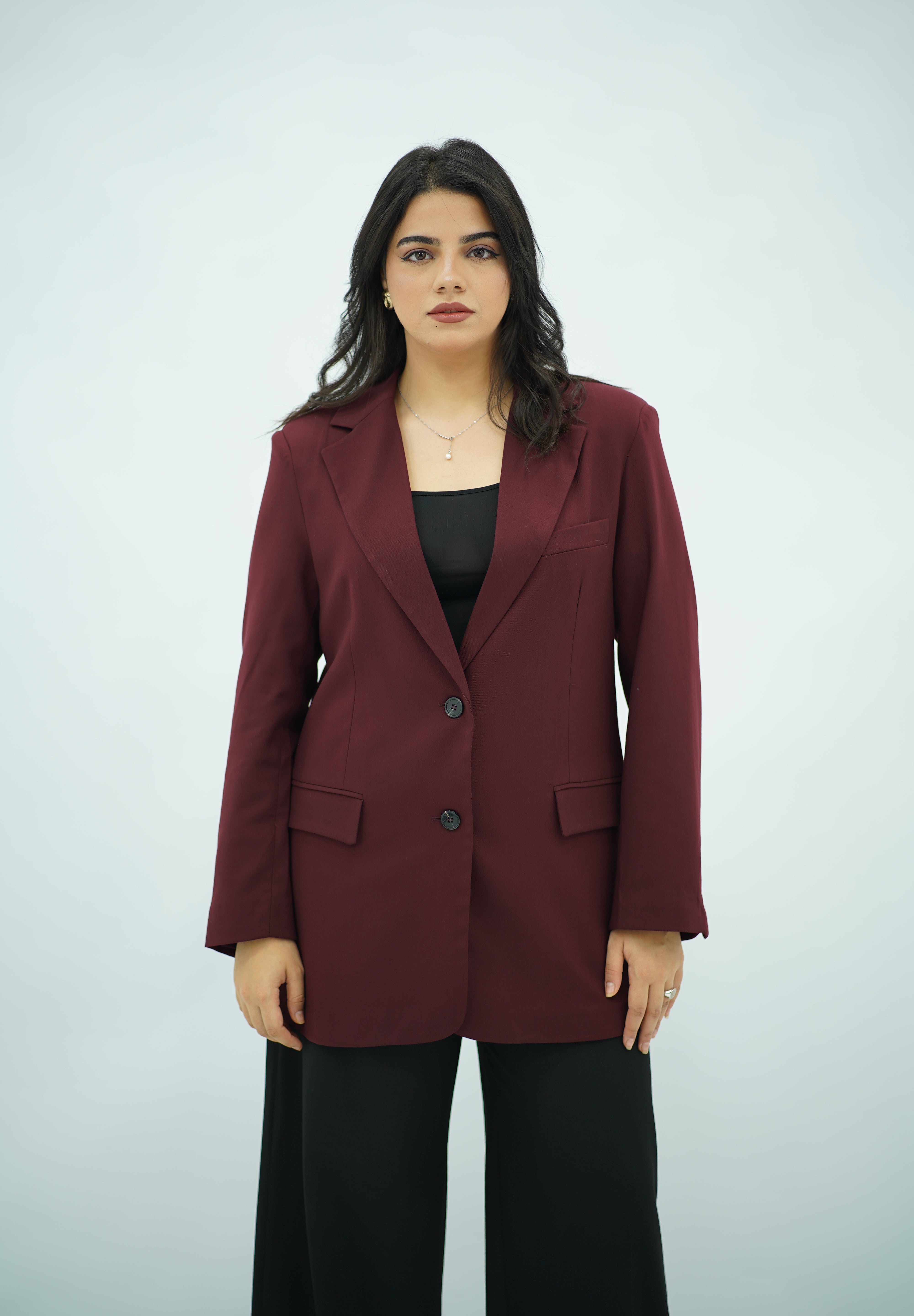 Veste Blazer Structurée Bordeaux