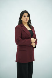 Veste Blazer Structurée Bordeaux