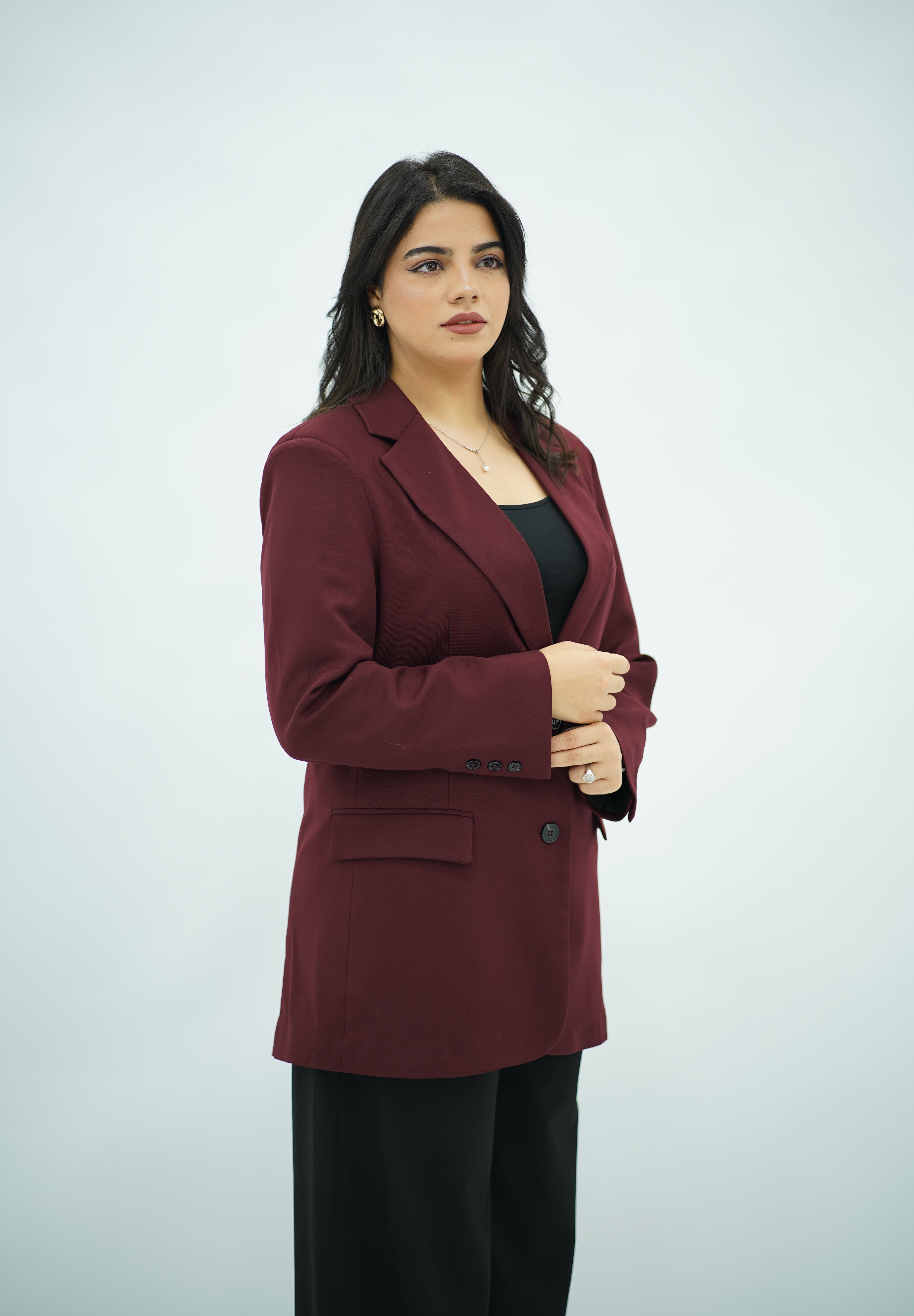 Veste Blazer Structurée Bordeaux