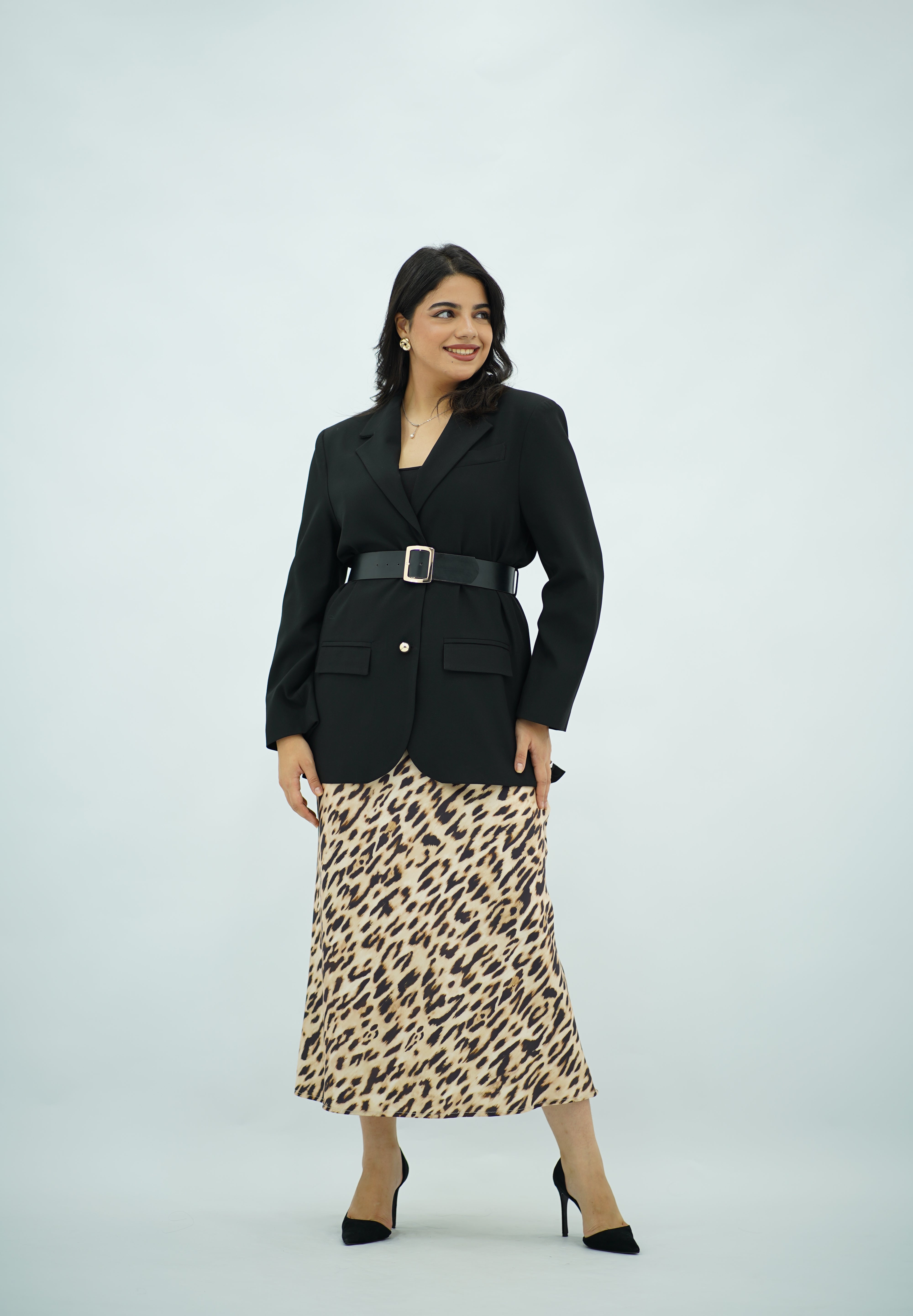 Jupe Fluide Satin – Motif Animal Léopard