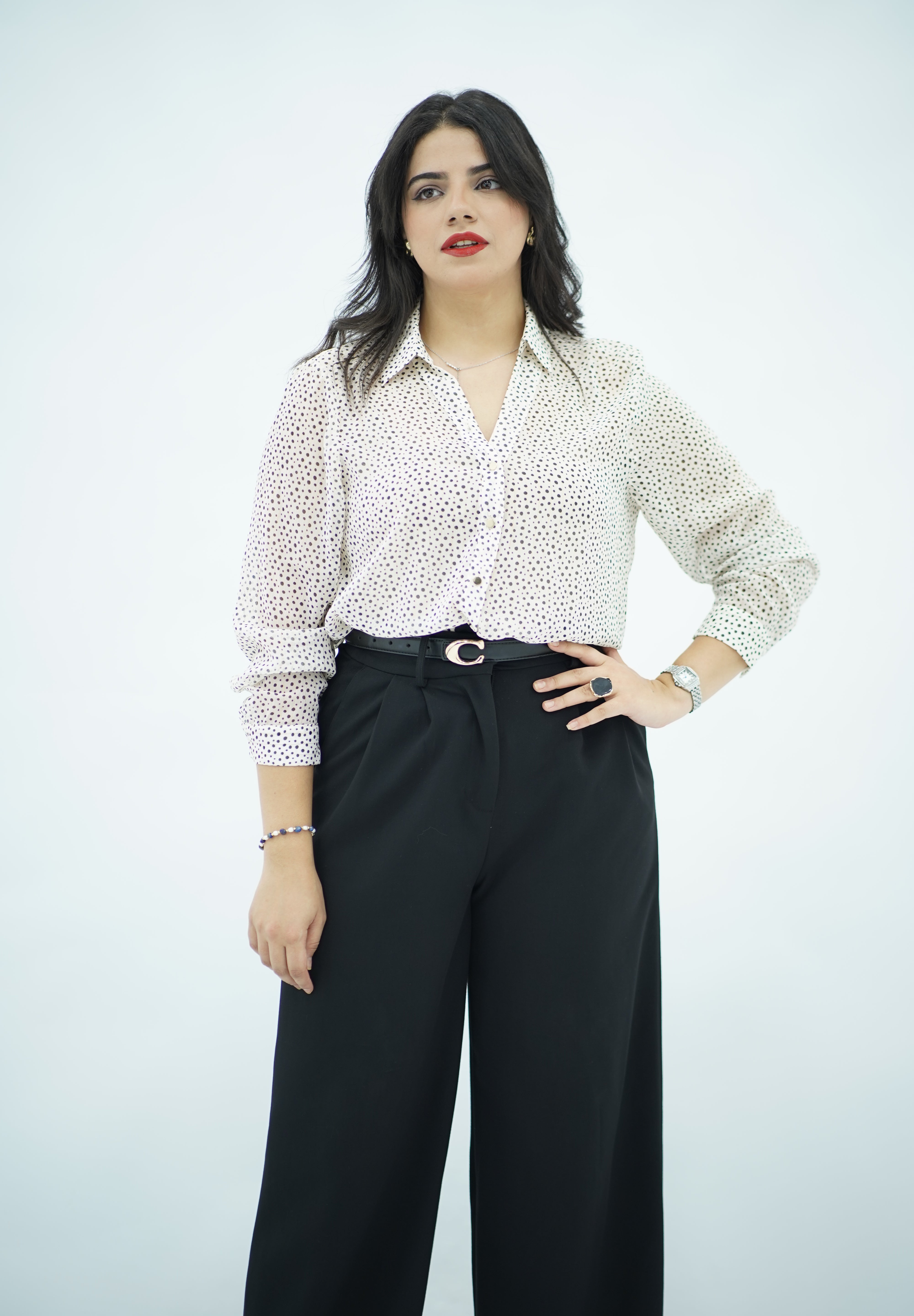 Chemise Classique Imprimée – Beige & Noisette