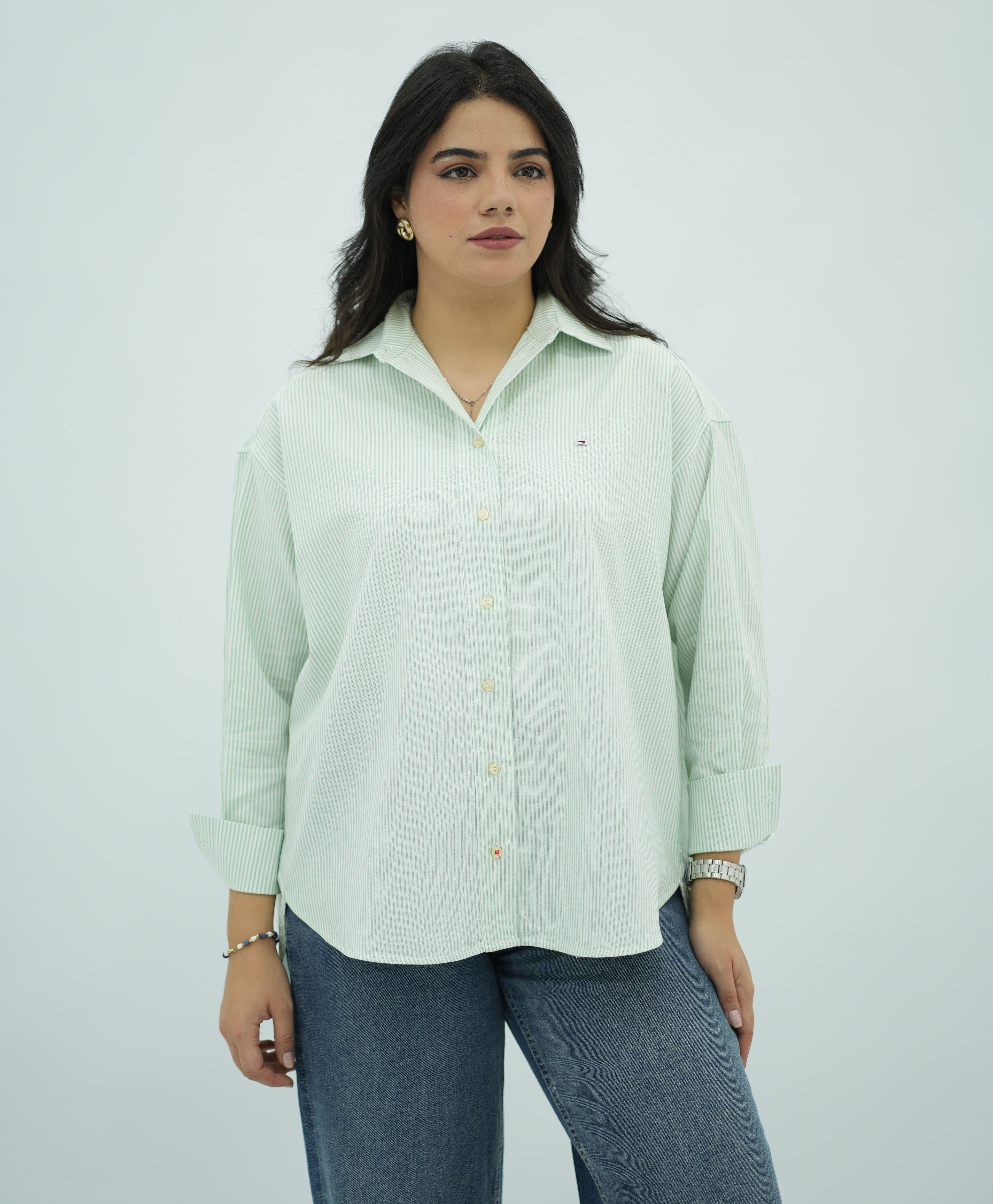 Chemise à Rayures Vert Claire