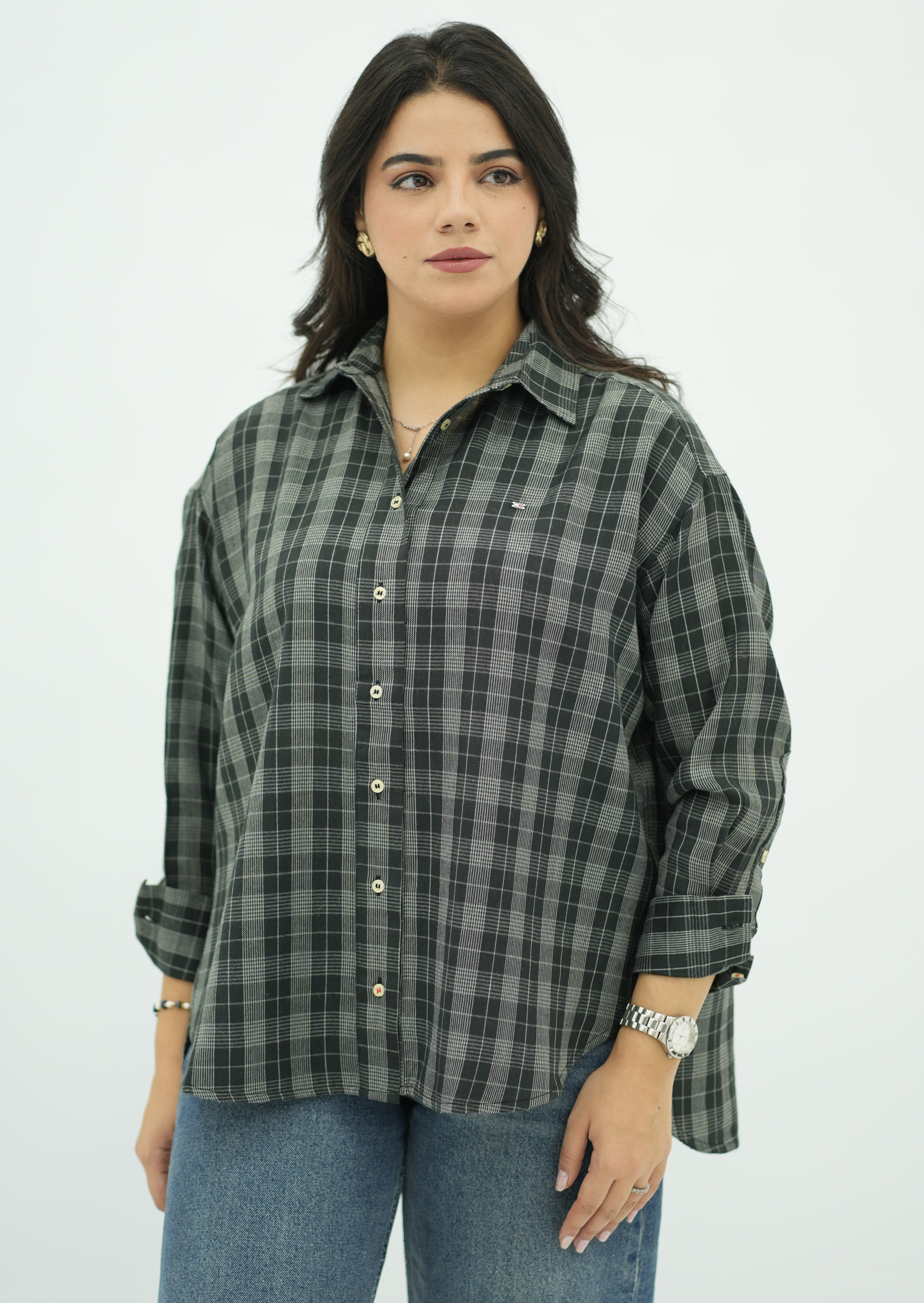 Chemise  à Carreaux Gris et Noir