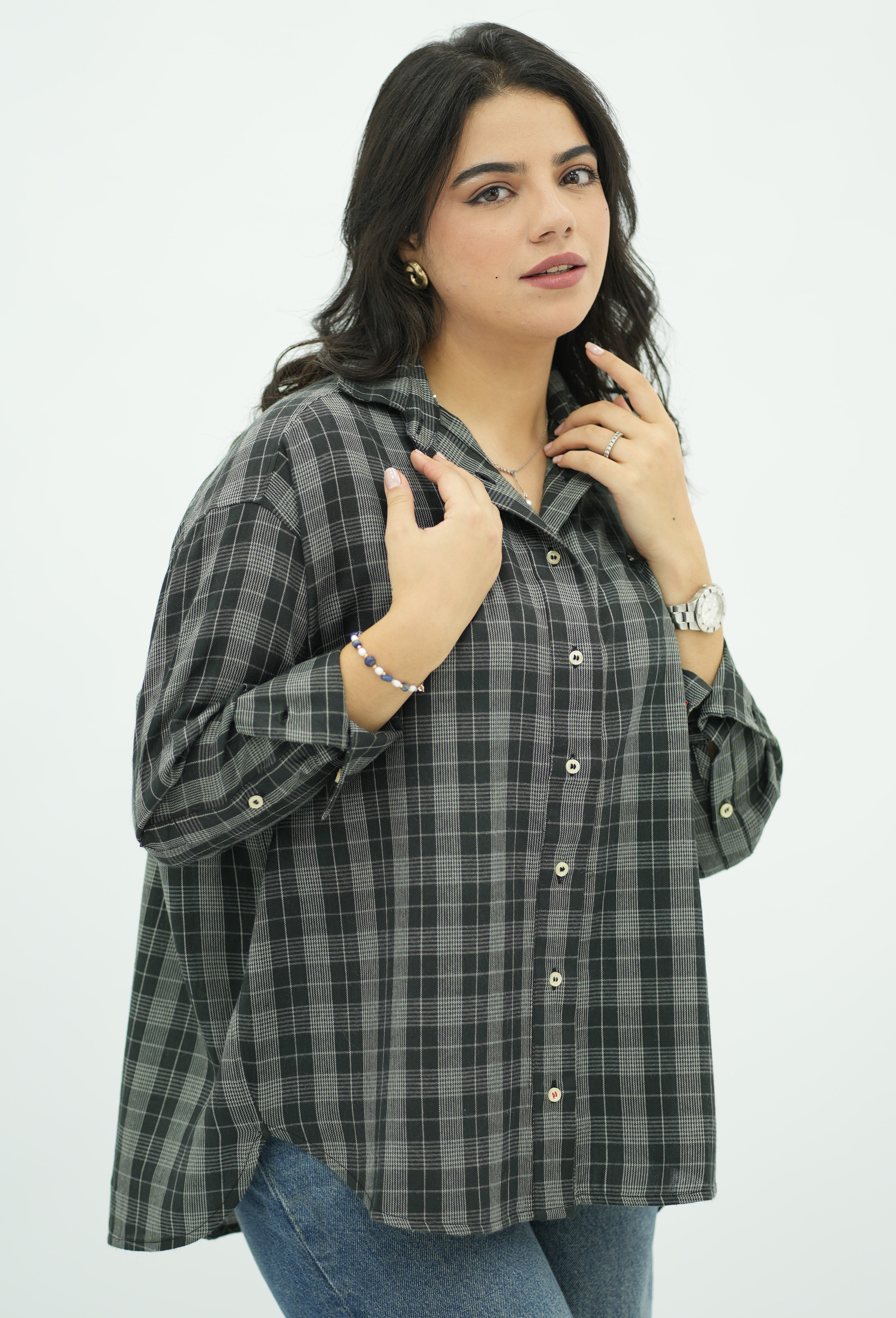 Chemise  à Carreaux Gris et Noir