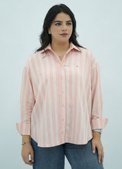 Chemise  à Rayures Rose Poudré et Blanc