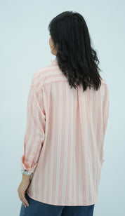 Chemise  à Rayures Rose Poudré et Blanc